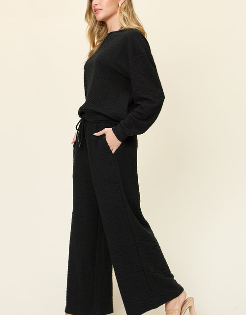 Load image into Gallery viewer, Double Take Full Size Texture Long Sleeve Top and Pants Set