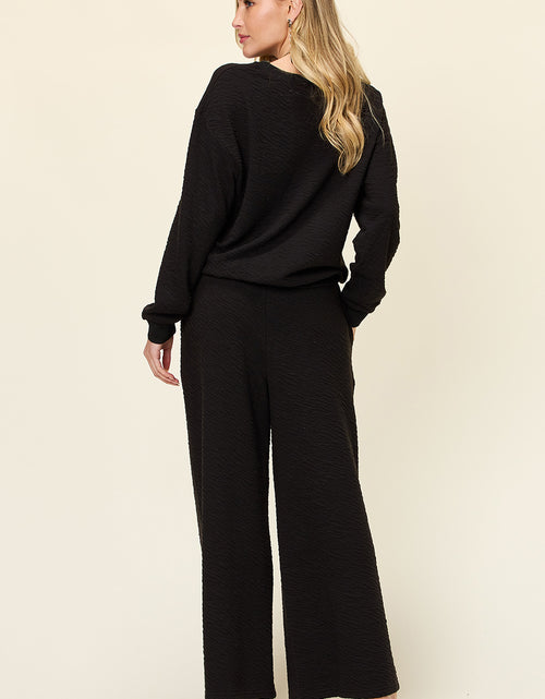 Load image into Gallery viewer, Double Take Full Size Texture Long Sleeve Top and Pants Set