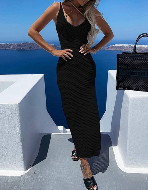 Load image into Gallery viewer, Slit Openwork V-Neck Sleeveless Cover Up