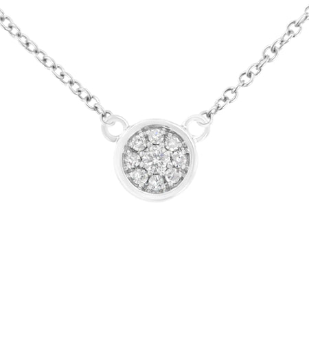 10K White Gold 1/4 Diamond Flower Pendant Necklace