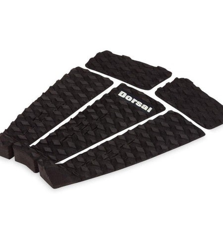DORSAL Five 5 Piece EVA Surfboard Deck Traction Pads with Kicker Tail for Stomp Skimboards, Surf Boards, Fish Board, Funboard Black/White