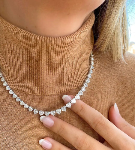 5A Heart CZ Tennis Necklace