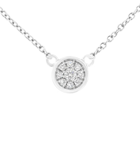 10K White Gold 1/4 Diamond Flower Pendant Necklace