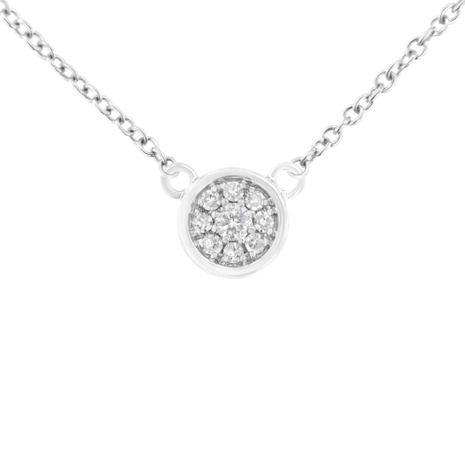 10K White Gold 1/4 Diamond Flower Pendant Necklace