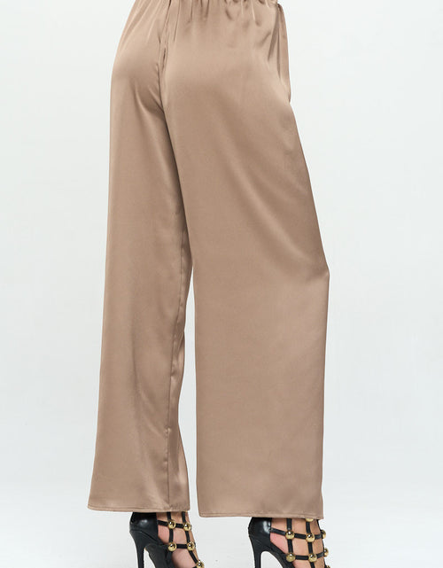 Load image into Gallery viewer, Stretch Satin Pants w/ Elastic Waist and Pockets
