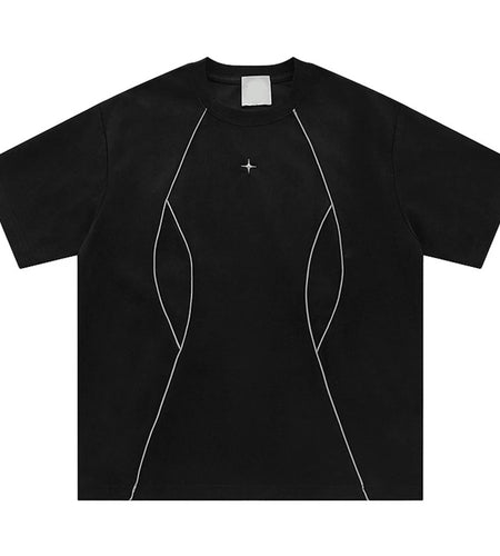Men Suede Tshirt Reflective Striped