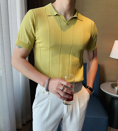 2023 High Quality Knitted Polo Shirt Men