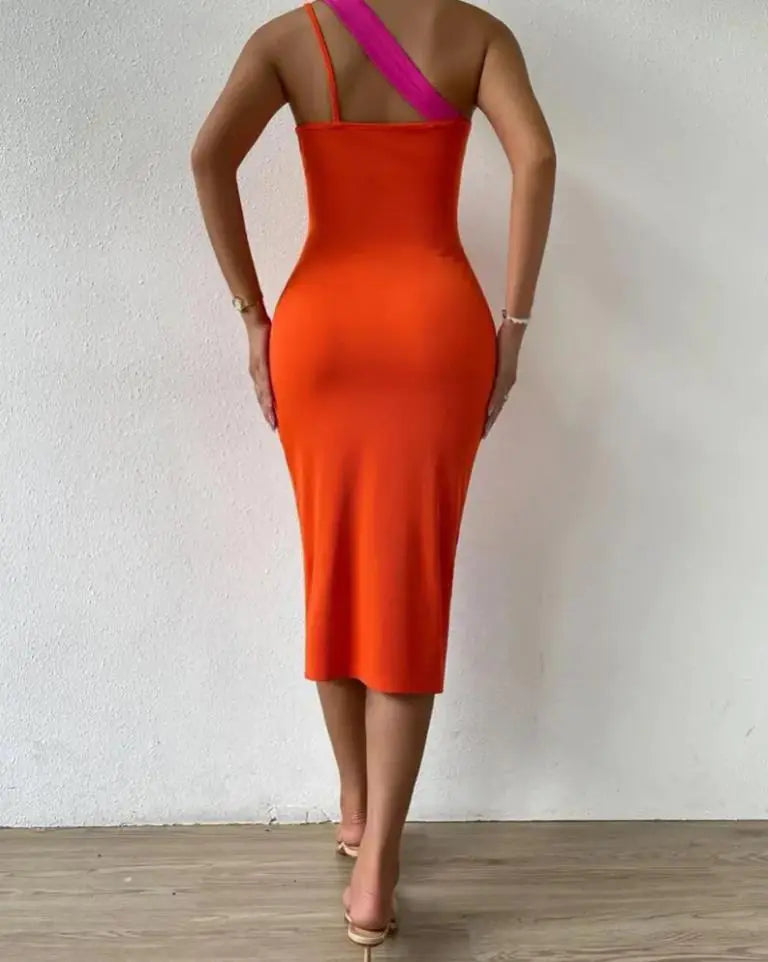 Summer Fashion Patchwork Cutout Slit Dress