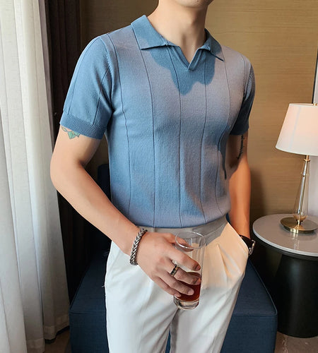 2023 High Quality Knitted Polo Shirt Men