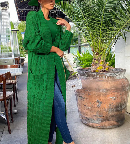 Drop Shoulder Maxi Sweater Cardigan