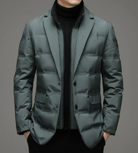 Men's Winter Fake Two-piece Warm Blazer