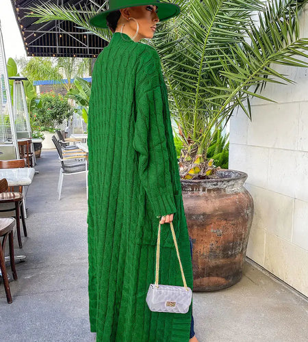 Drop Shoulder Maxi Sweater Cardigan